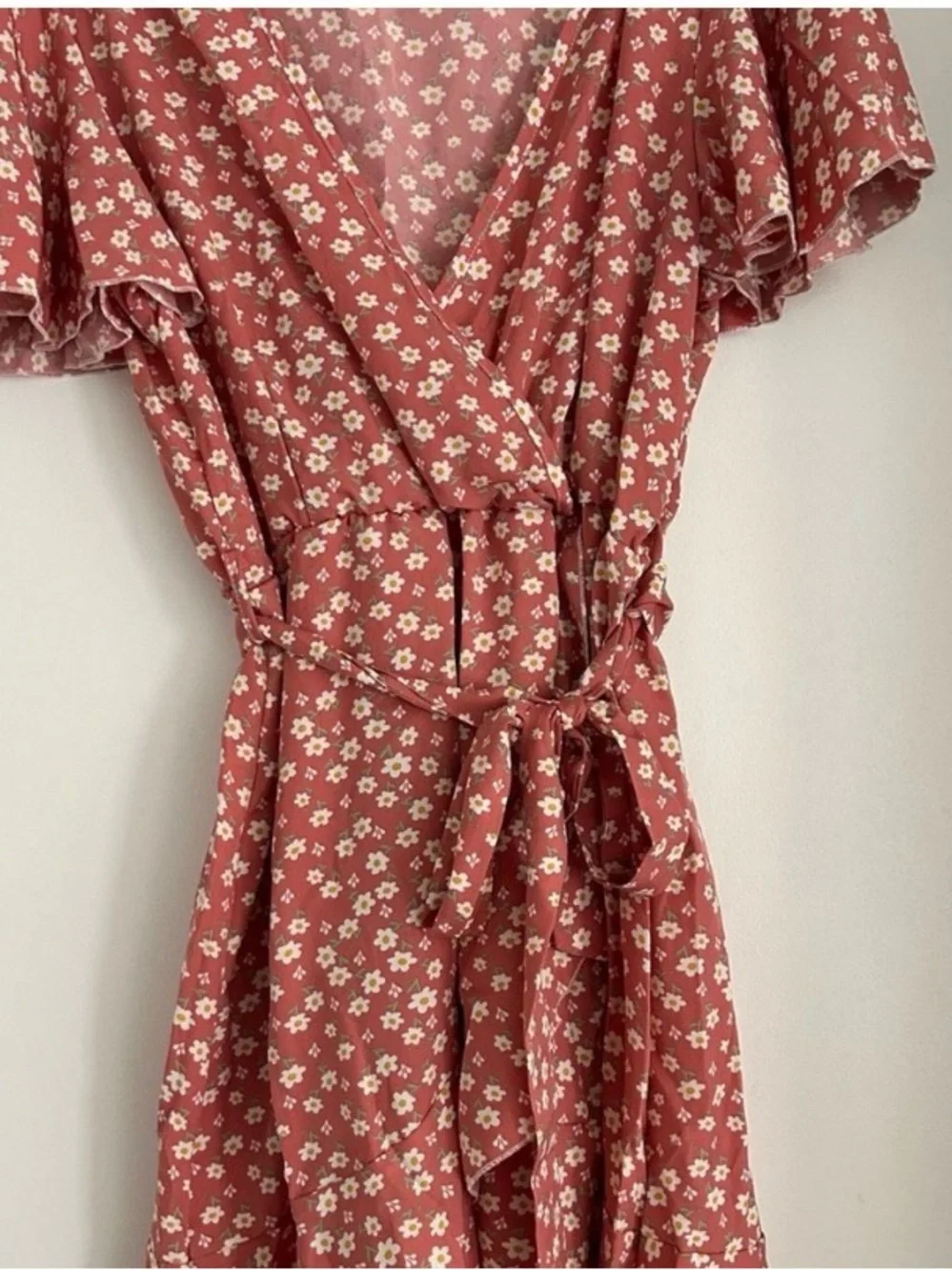 Floral Wrap Dress in Dusty Rose - Picture 2 of 2